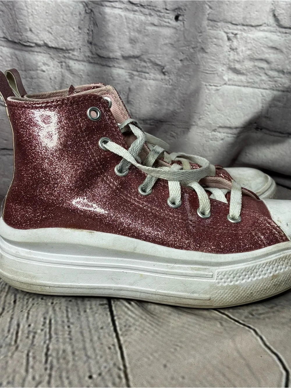 Converse Chuck Taylor All Star Move Platform Glitter Pink High Top Sneakers Sz 3